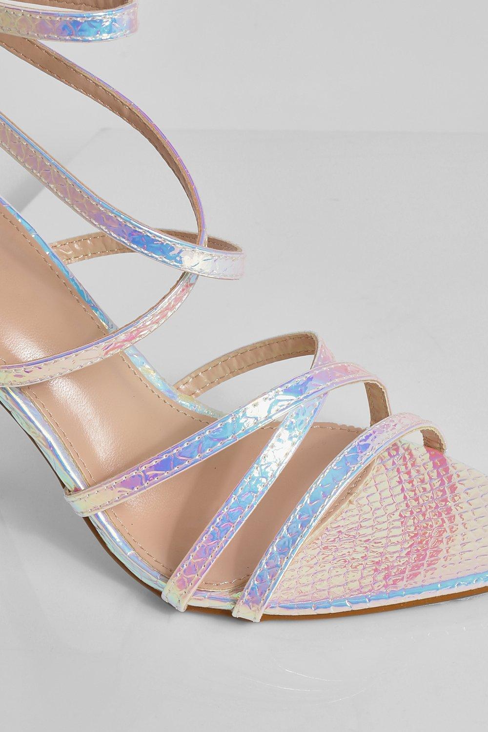 Iridescent Pointed Toe Barely There Heels Boohoo, 57% OFF