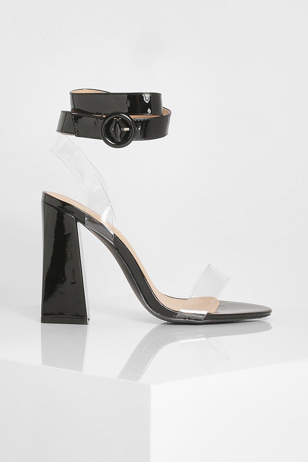 Clear block heels on sale boohoo