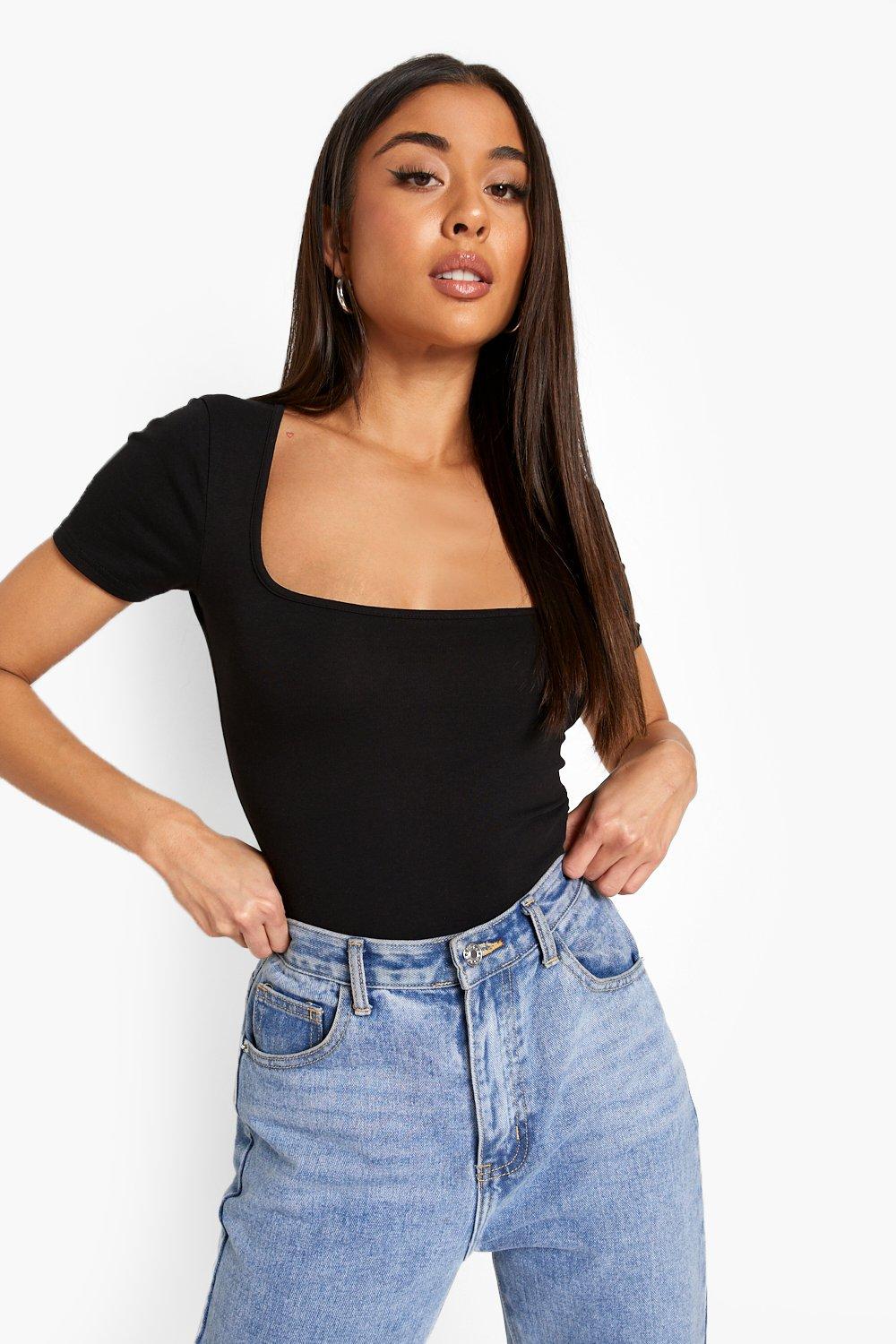 Short-sleeve stretch jersey bodysuit