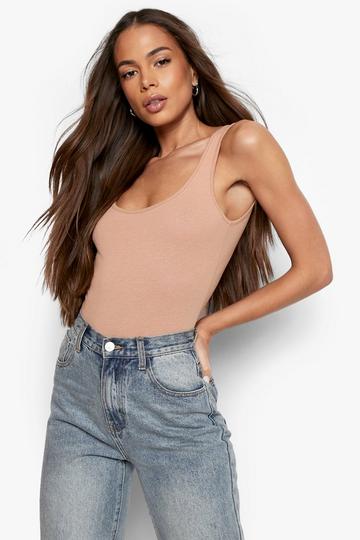 Basic Scoop Neck Bodysuit camel