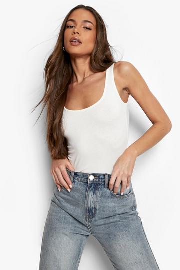 Basic Scoop Neck Bodysuit ecru