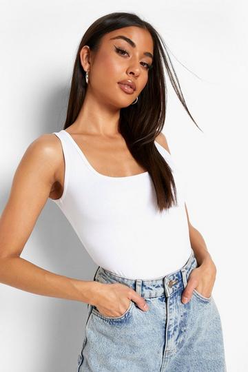 Basic Scoop Neck Bodysuit white