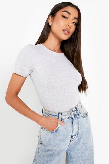 Basic Bodysuit Met Korte Mouwen grey marl