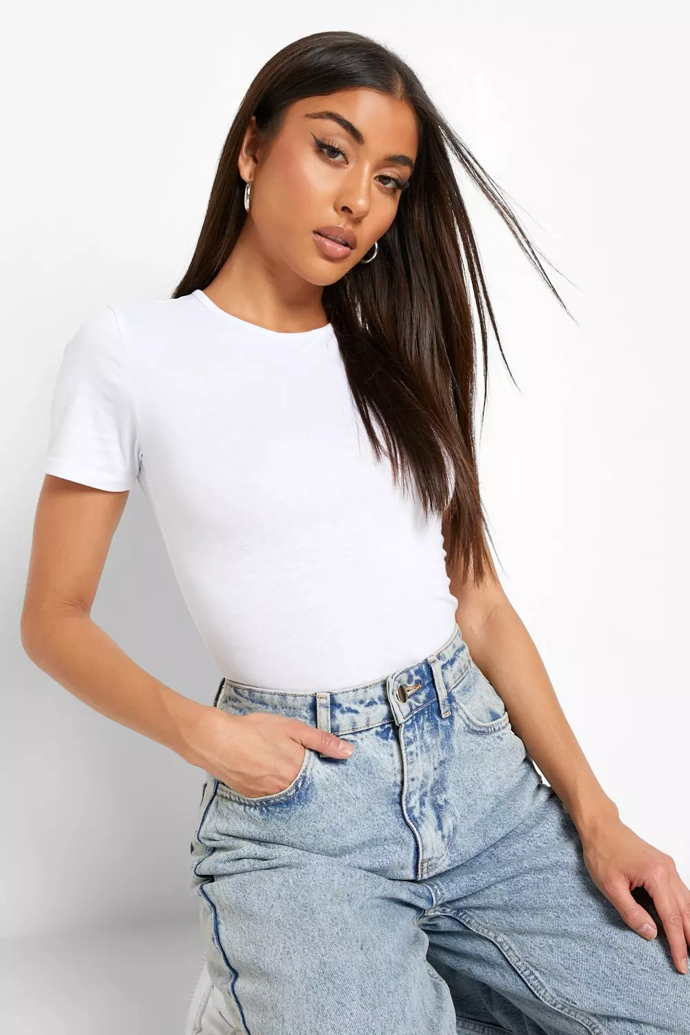 White Basic T Shirt Bodysuit alternative image