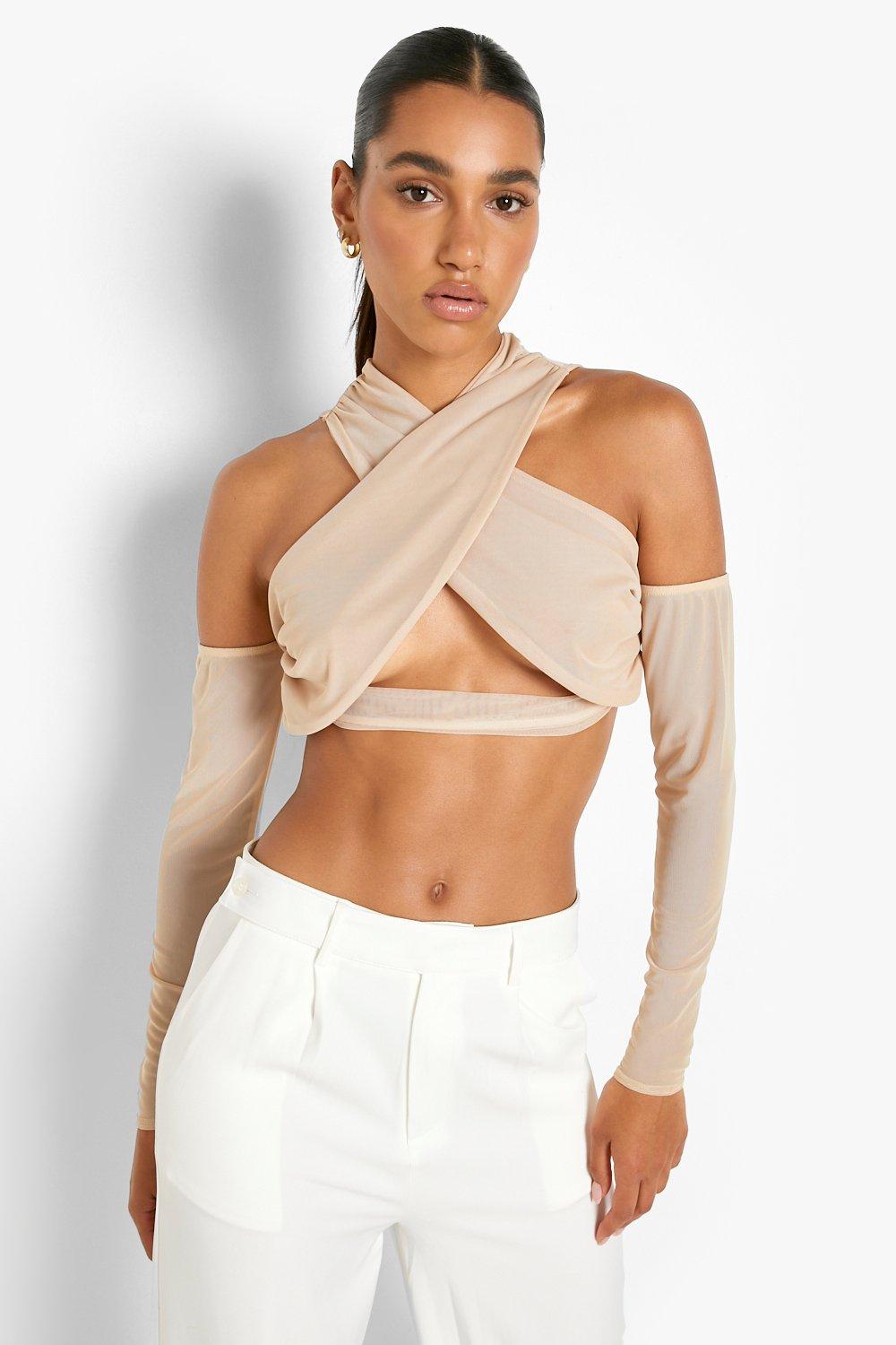 Beige cheap mesh top