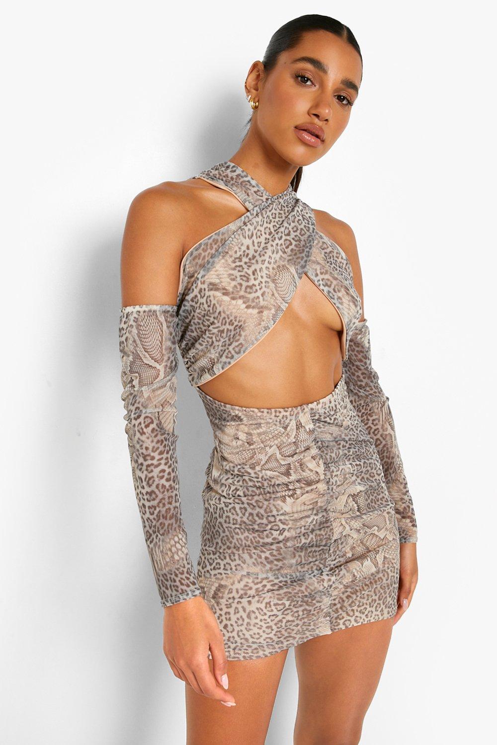 Boohoo snake print on sale dress