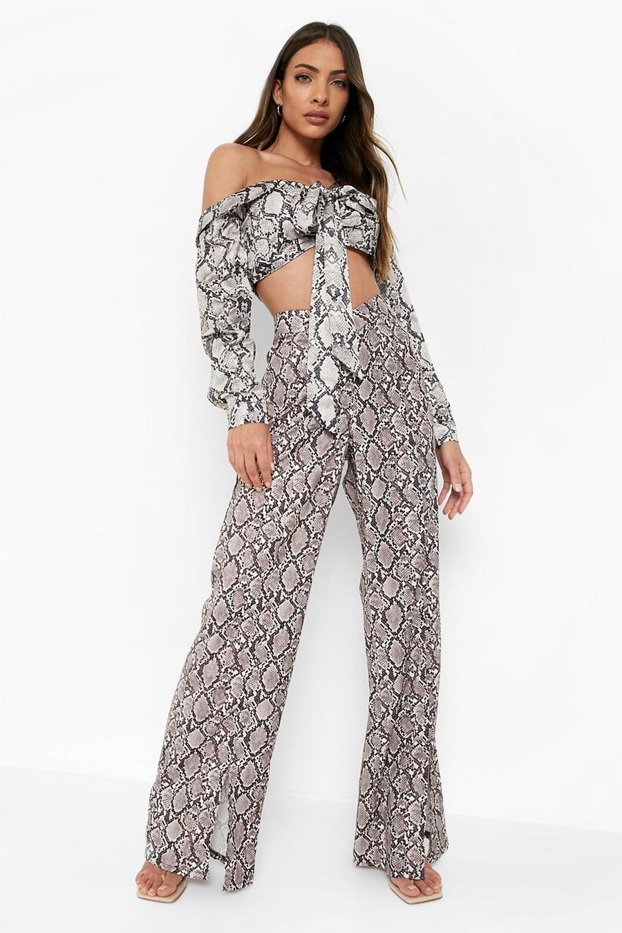 Snake Wrap Waistband Wide Leg Trousers image number 1