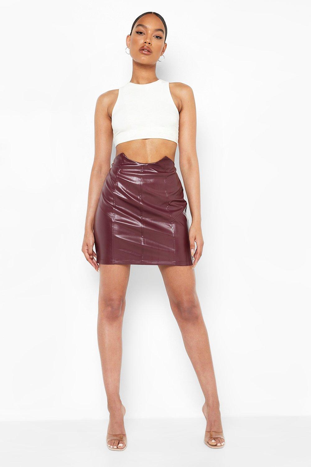 Burgundy skirt outlet boohoo