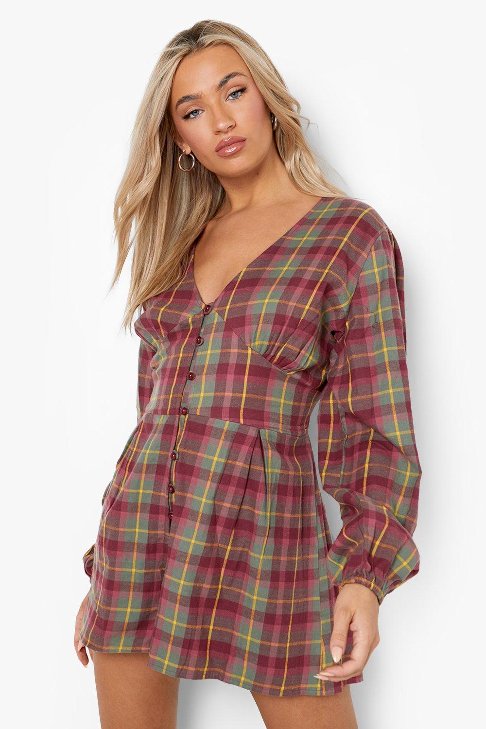 red check playsuit