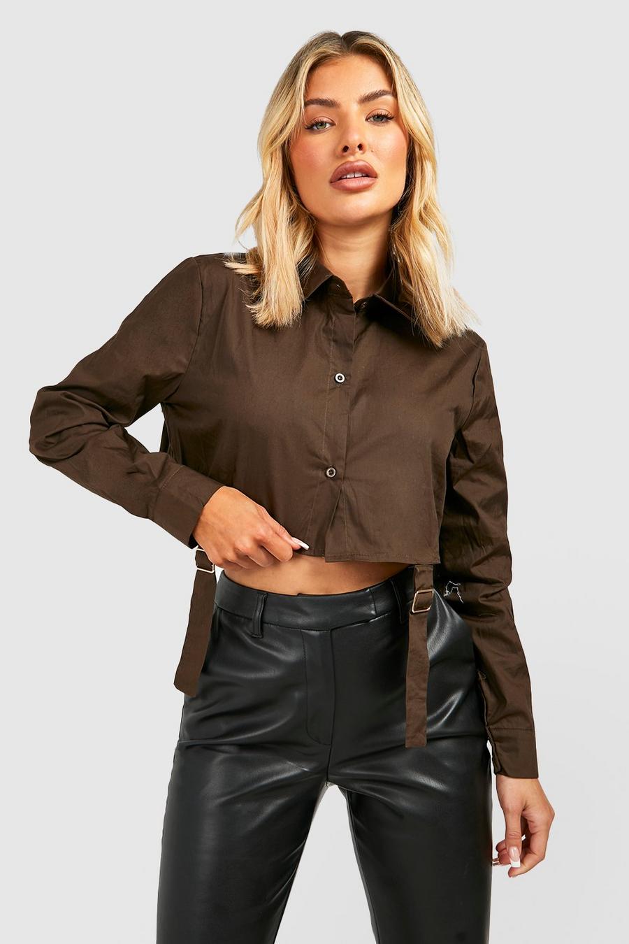 Chocolate brown Cropped Boxy Shirt
