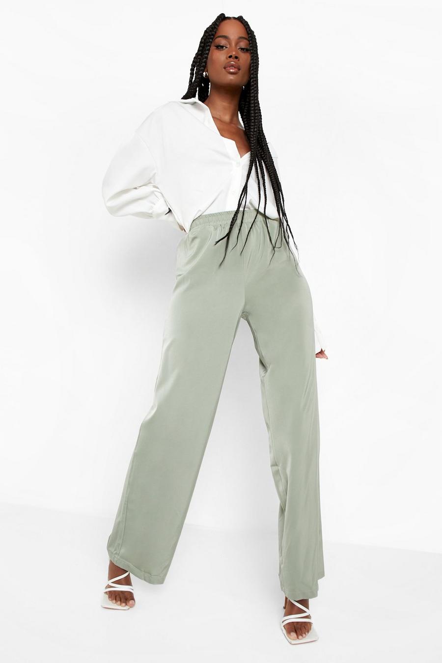 Sage Satin Luxe Wide Leg Track Pants image number 1