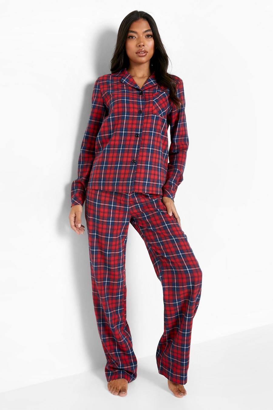 Red Tall Christmas Flannel Pajama Set image number 1