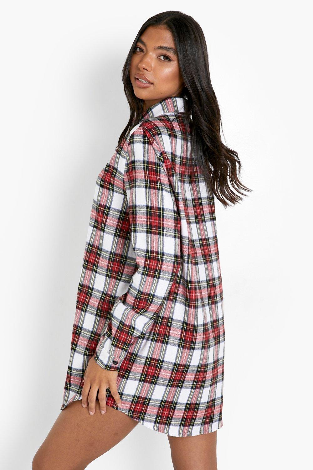 Flannel pajama cheap shirt dress