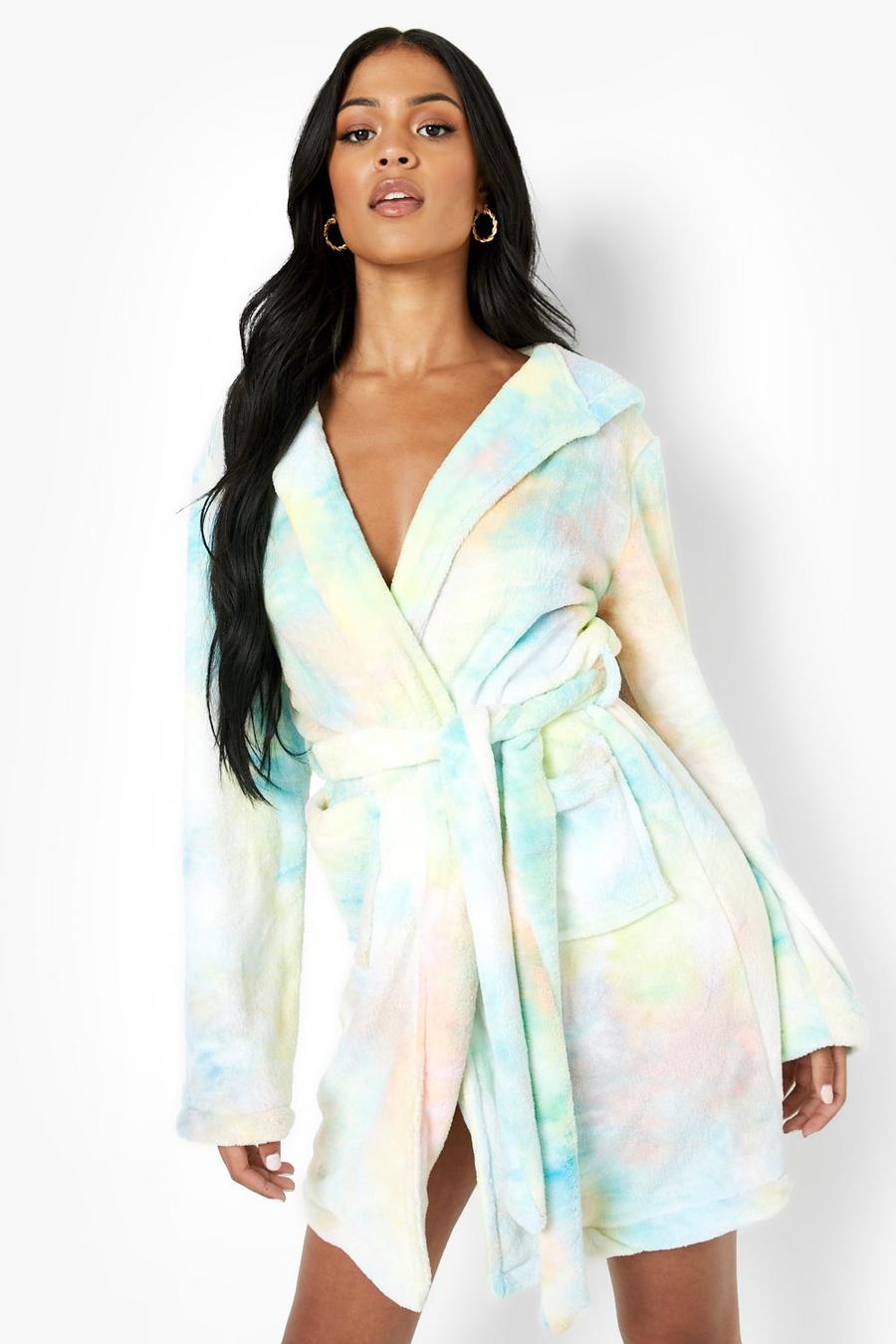 Pink Tall Rainbow Tie Dye Dressing Gown image number 1