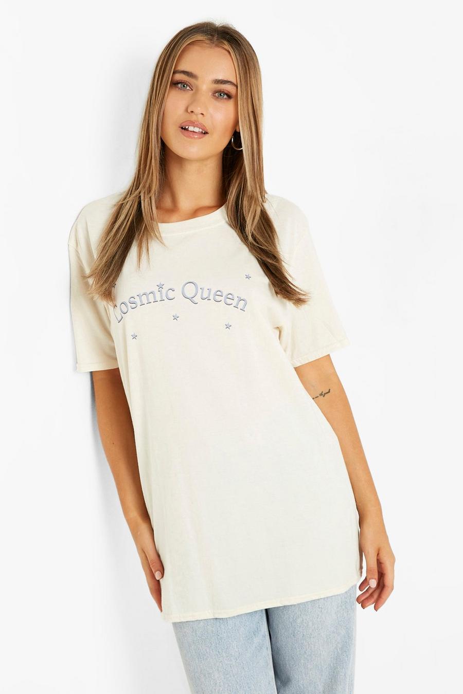 T-Shirt mit Cosmic Queen Print, Ecru image number 1