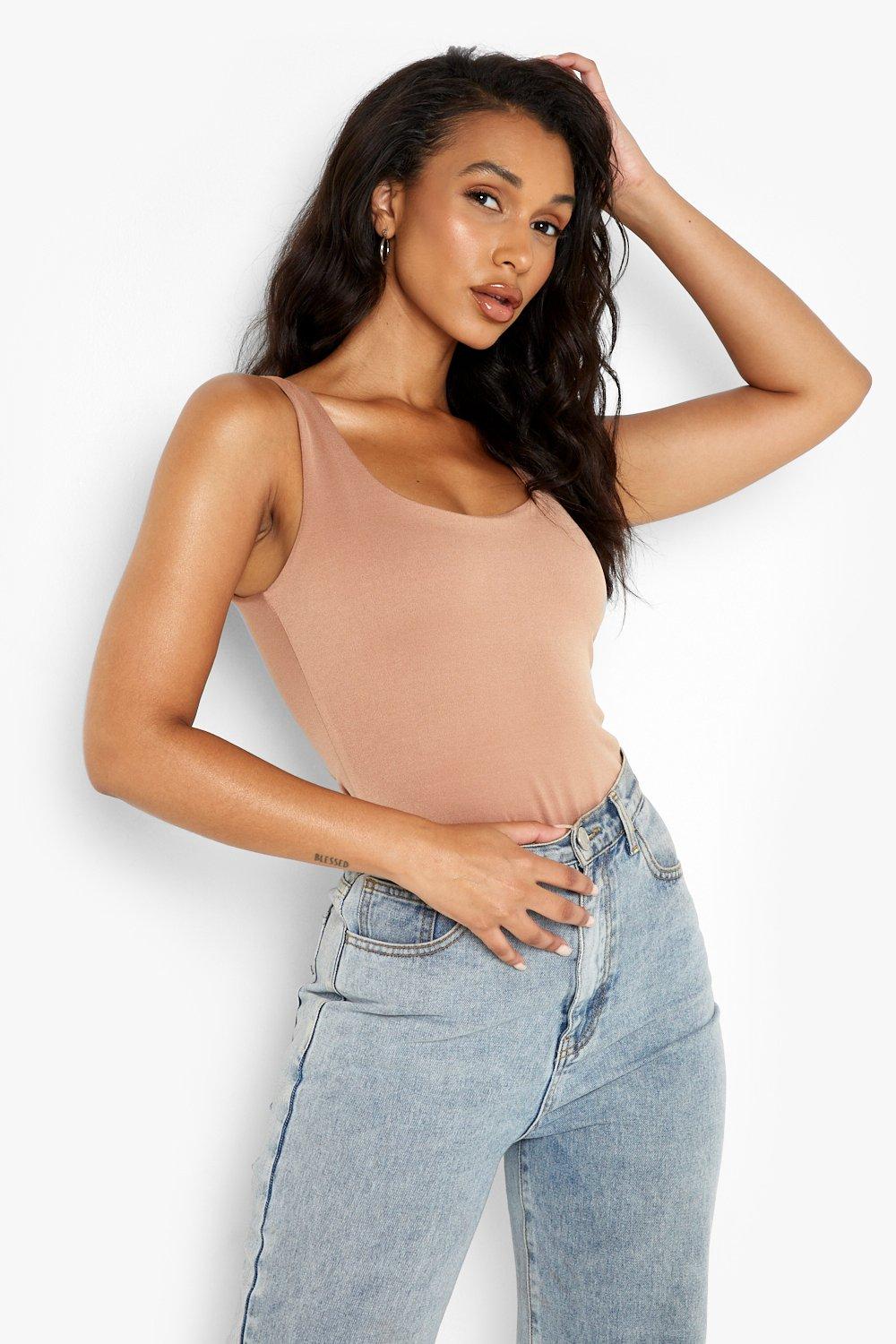 Basic Jersey Knit High Neck Sleeveless Bodysuit