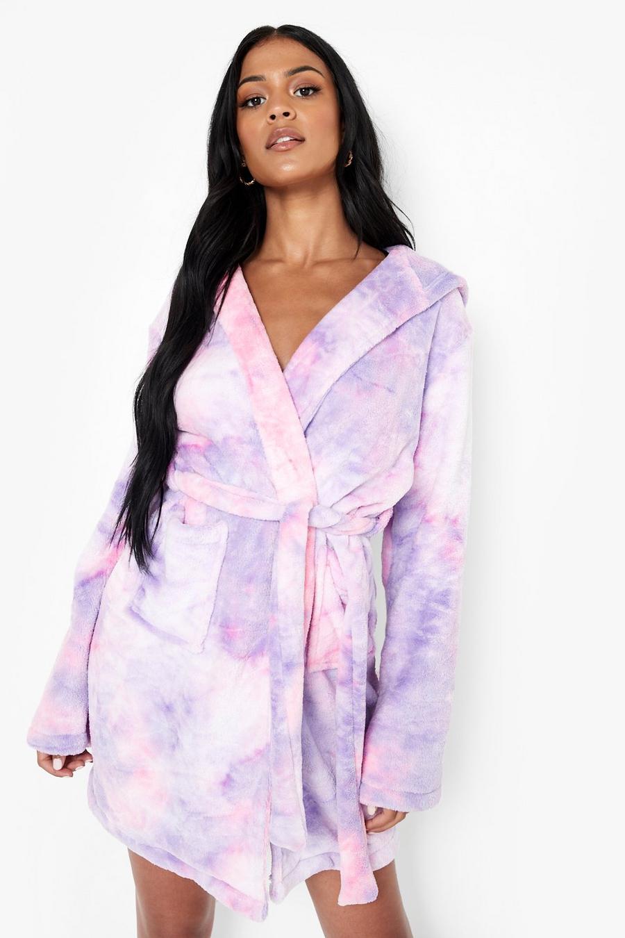 Purple Tall Tie Dye Dressing Gown image number 1