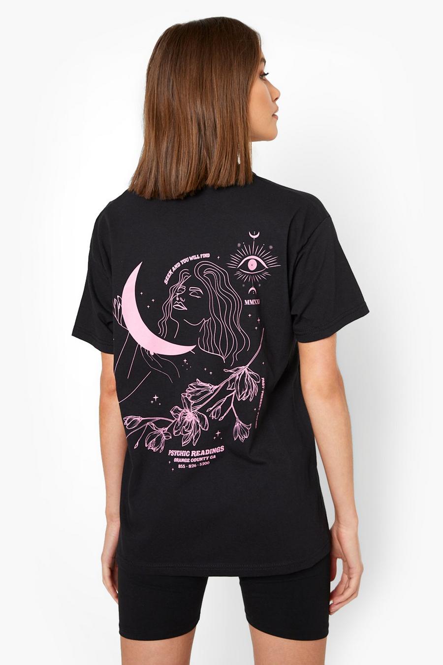 Black Moon And Stars Back Print T Shirt image number 1