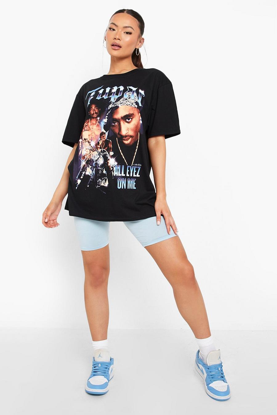 T-shirt oversize con stampa ufficiale Tupac, Nero negro image number 1