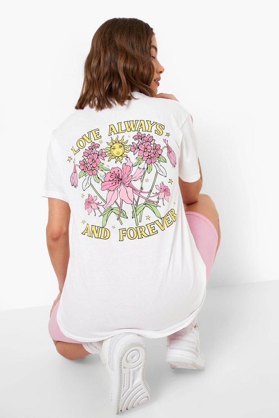 T-Shirt mit Love Always Print hinten, White image number 1