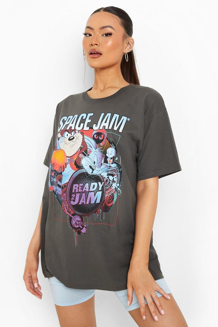 Black Space Jam License Print Oversized T-shirt image number 1