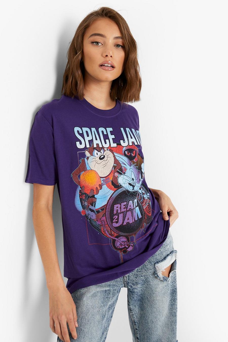 Purple Space Jam License Print Oversized T-shirt