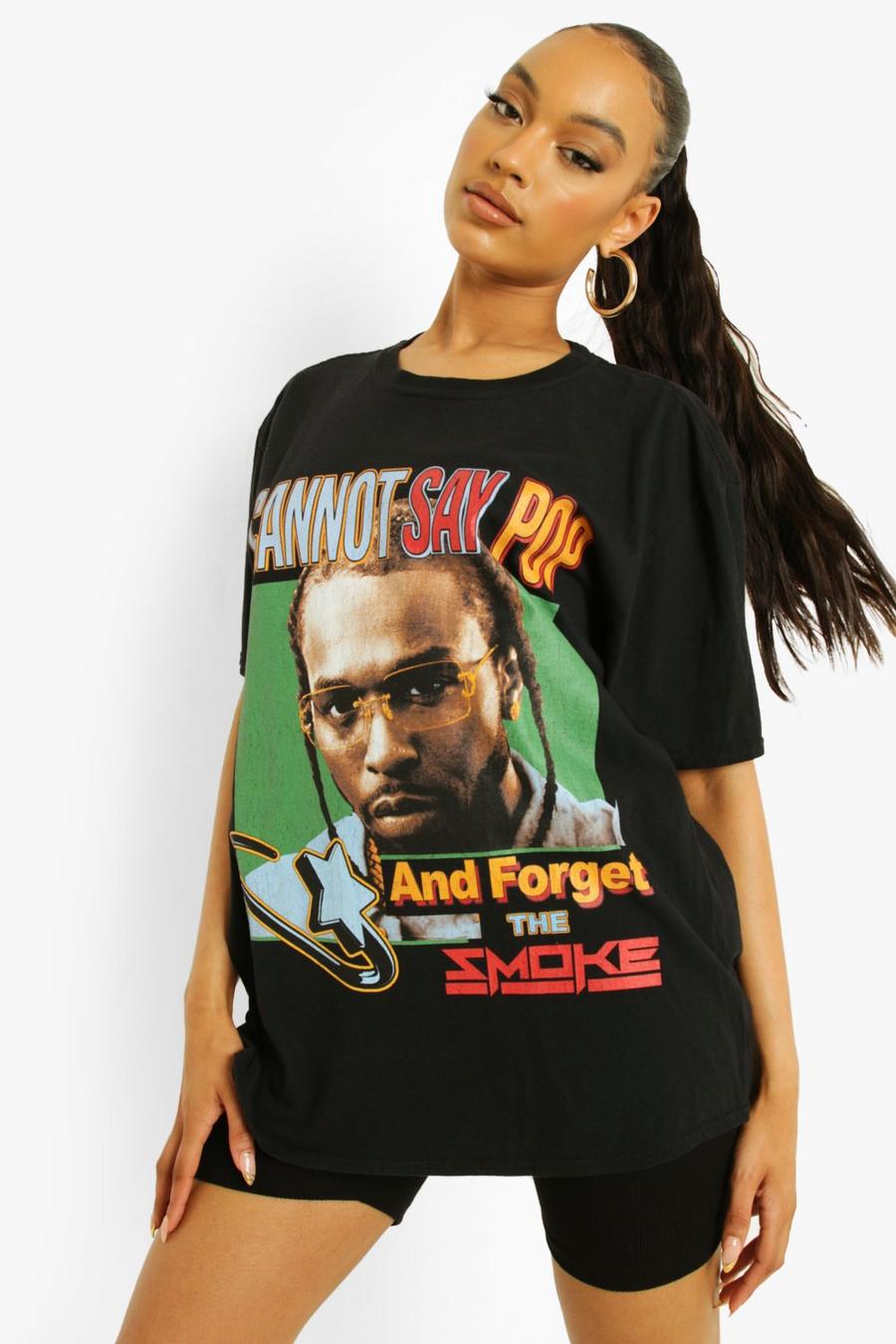 Oversize T-Shirt mit Pop Smoke Print, Black image number 1