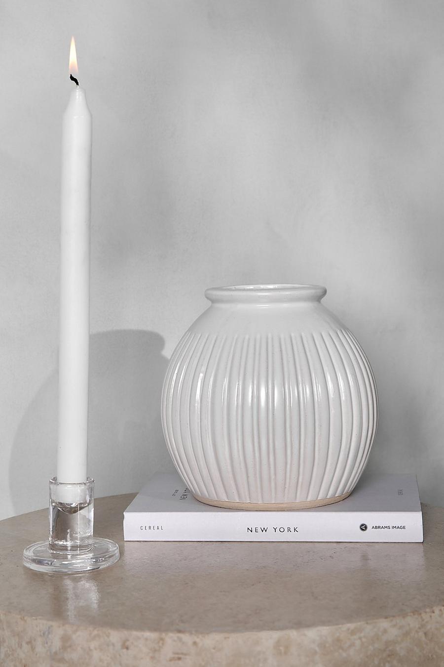 Grooved Vase Large White image number 1