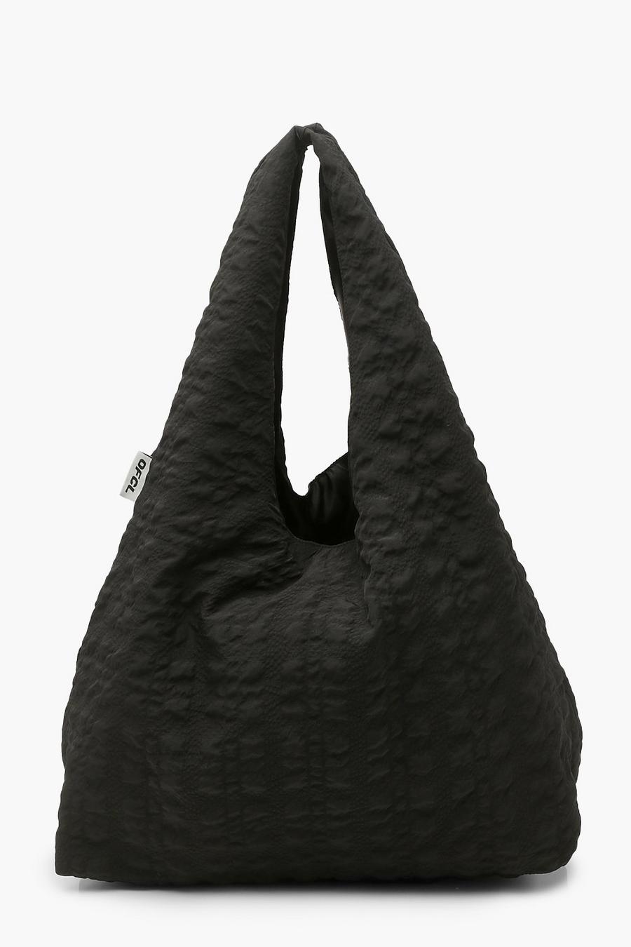 Black Crinkle Oversized Shopper Bag image number 1