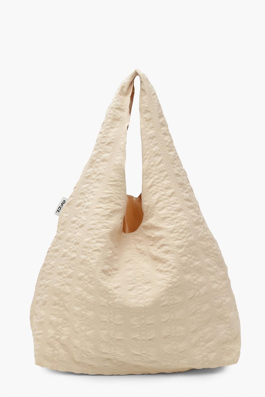 Cream Crinkle Oversized Shopper Bag image number 1