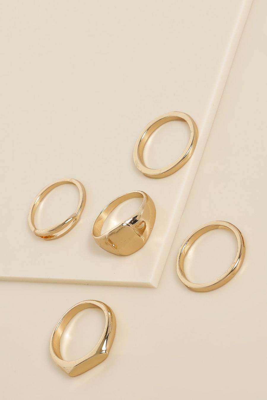 Gold 5 Assorted Chunky Ring Pack