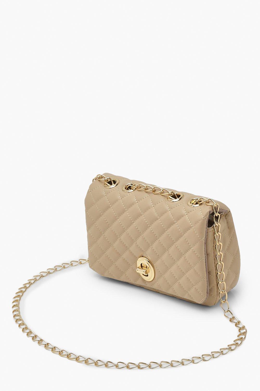 boohoo Quilted Faux Leather Cross Body Chain Bag - White - One Size