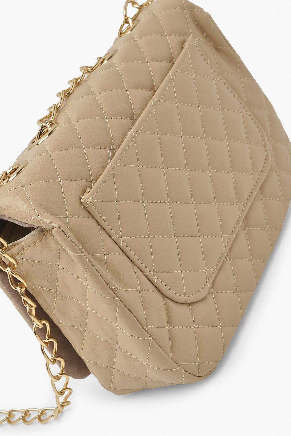 GM LIKKIE Quilted Shoulder Bag for Women, Medium Flap Crossbody Handbag  with Chain Strap, Soft Vegan Leather Clutch Purse (Beige): Handbags