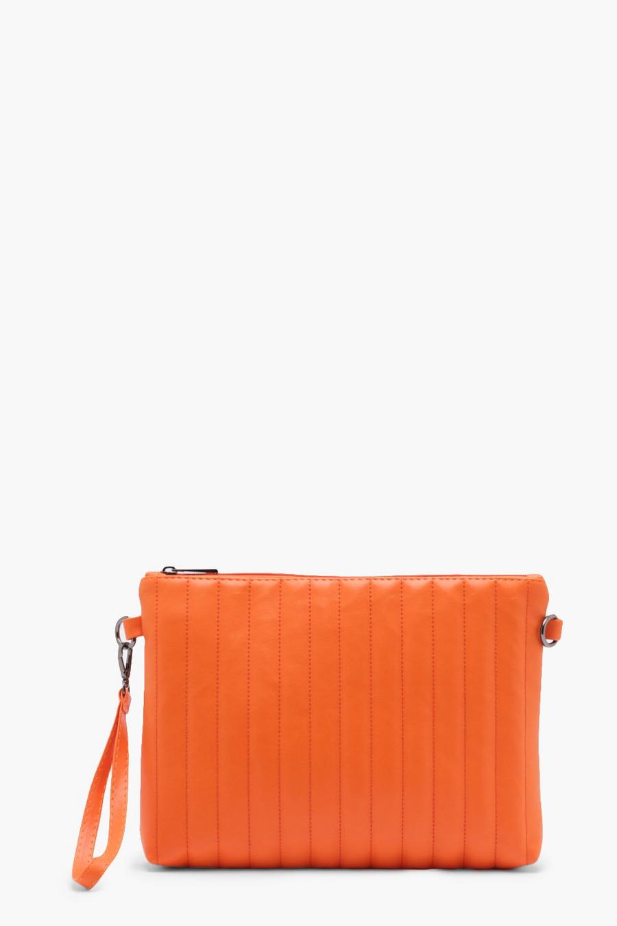 Orange Oversized Ribbed Clutch Bag image number 1