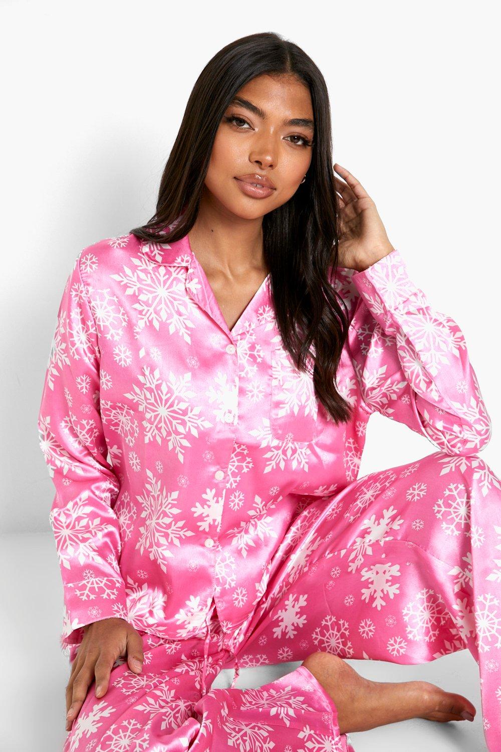 JEATHA Women Fleece Pajama Set Christmas Snowflake Soft Lounge Sleepwear  Pjs Pink XX-Large at  Women's Clothing store