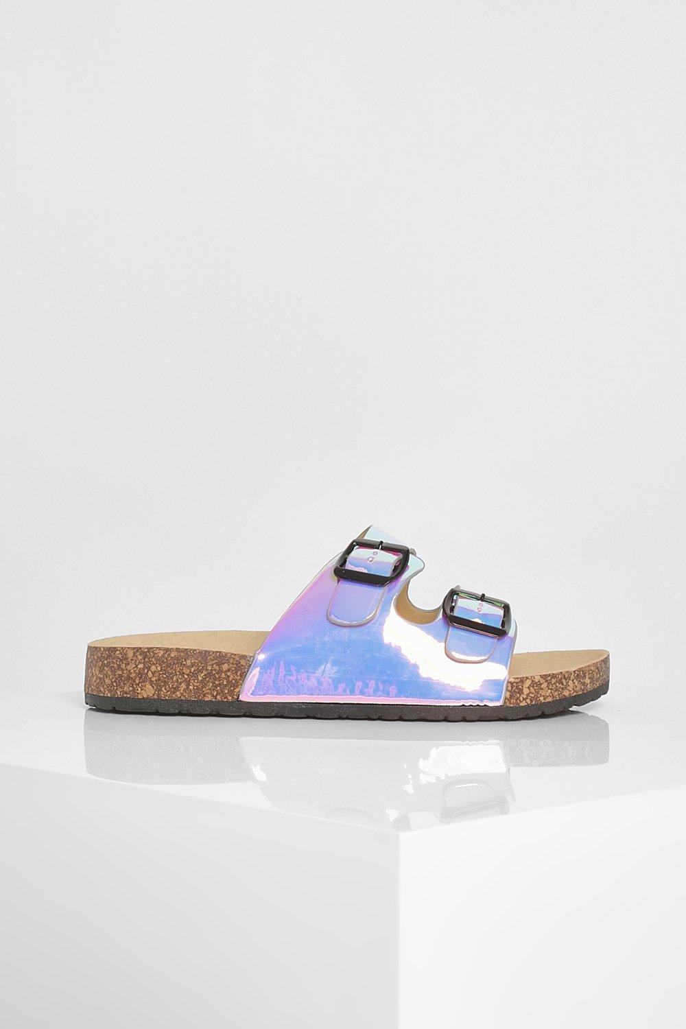 Holographic double strap hot sale sandals