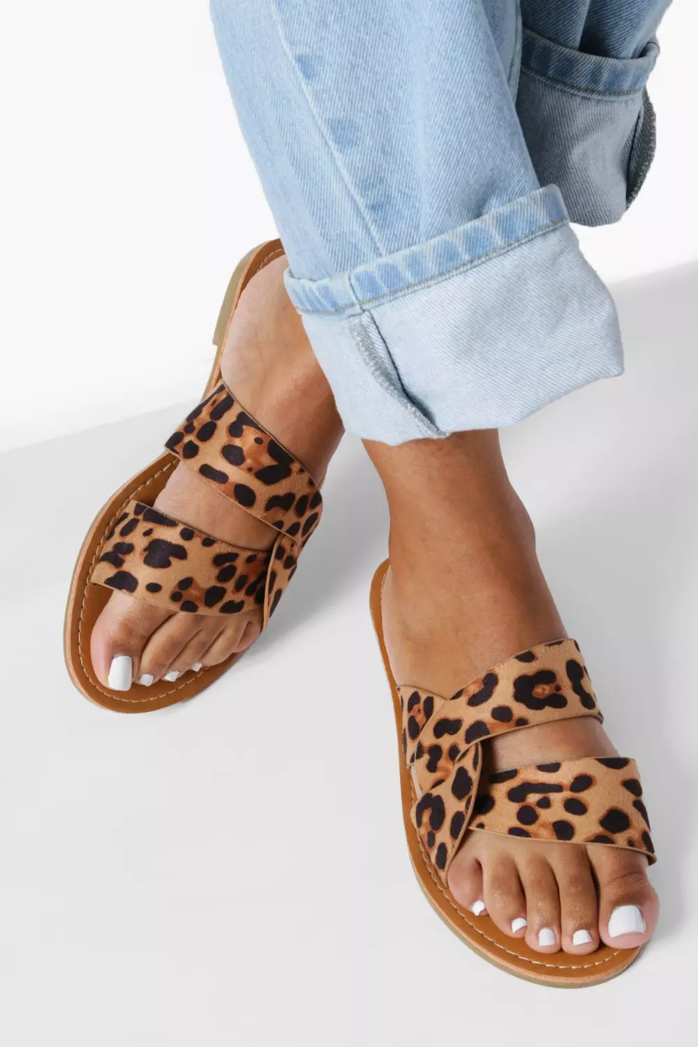 Leopard print wide deals fit sandals