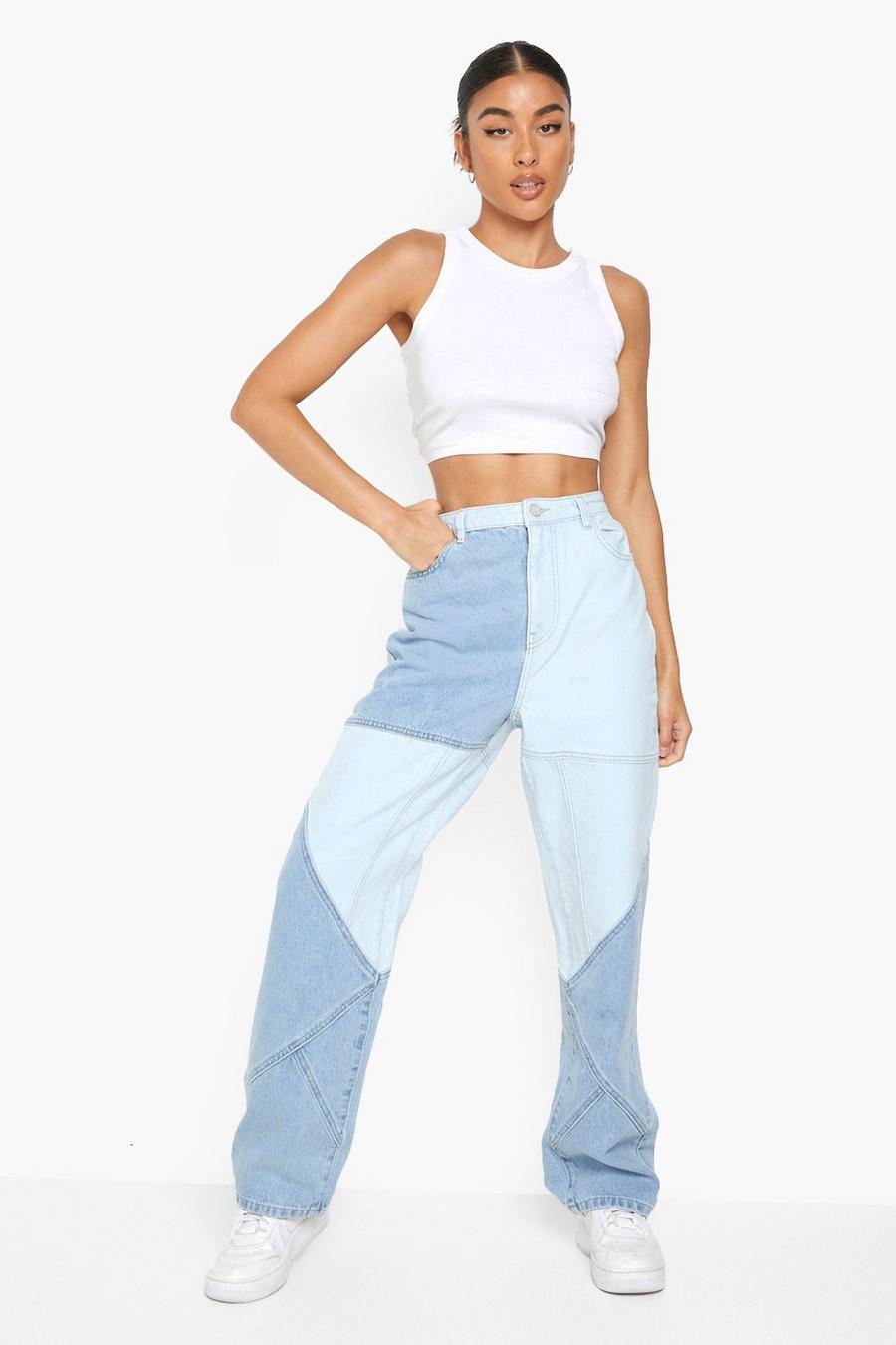 Mid blue Boyfriend Jeans Met Patches image number 1