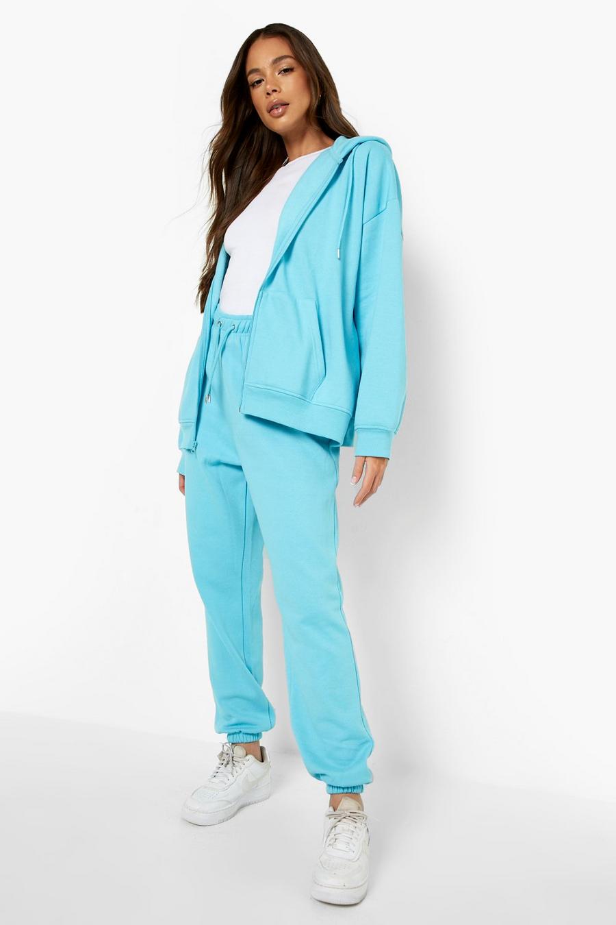 Blue Recycled Oversized Zip Hooded Tracksuit