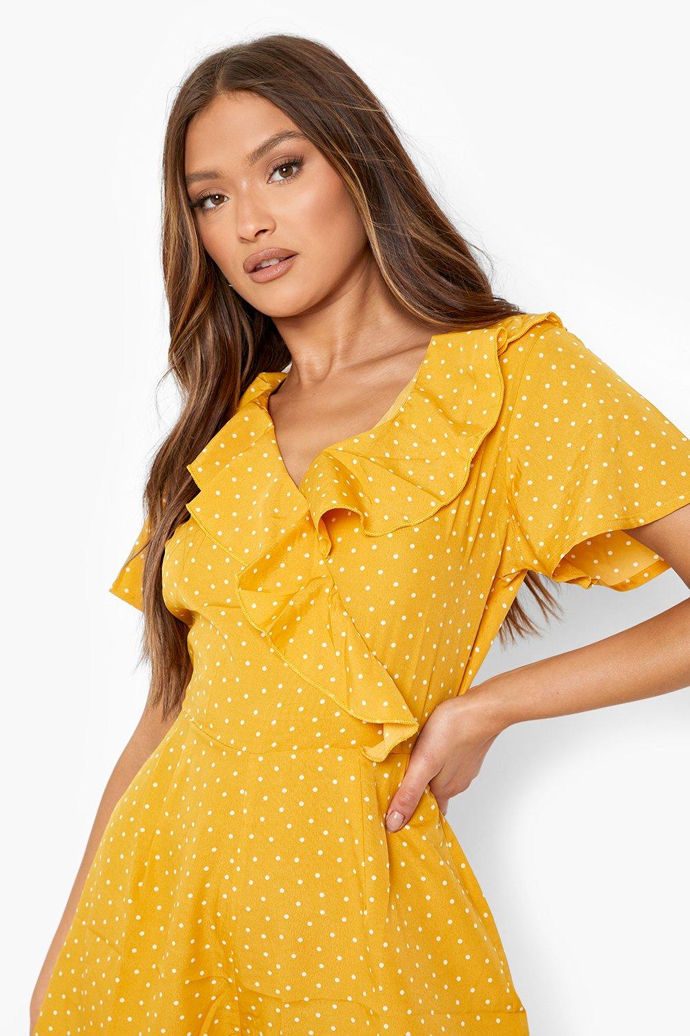 Yellow polka dot store playsuit