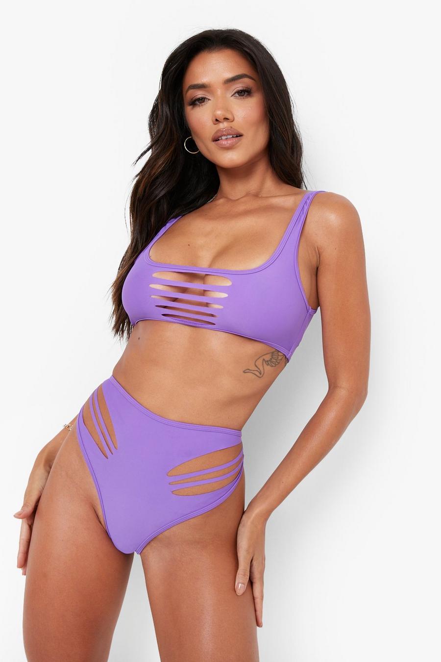 Slip bikini con smagliature, Electric lilac image number 1