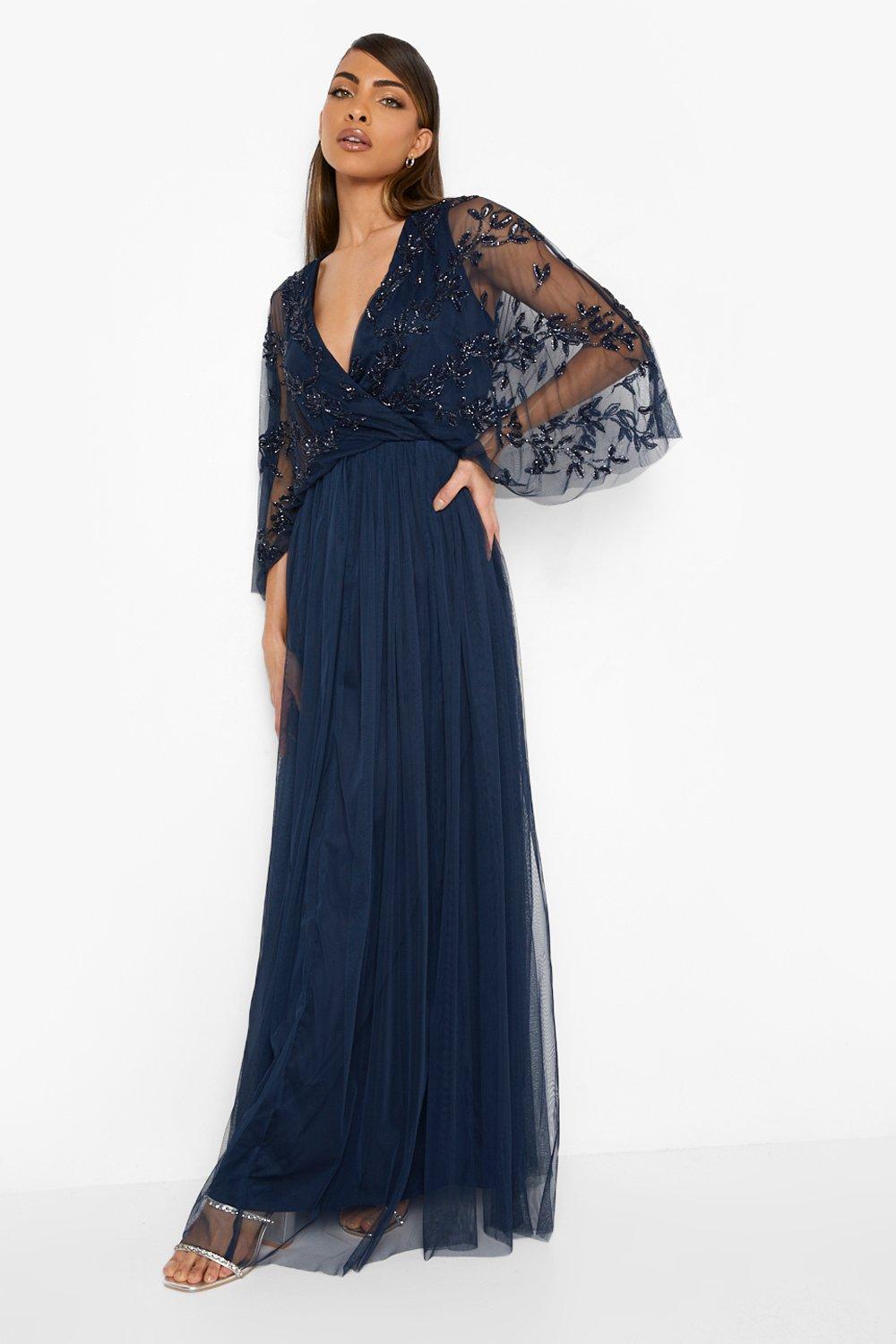 Wrap Kimono Embellished Maxi Dress boohoo AU