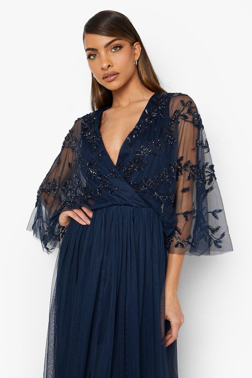 Embellished maxi hot sale dress navy