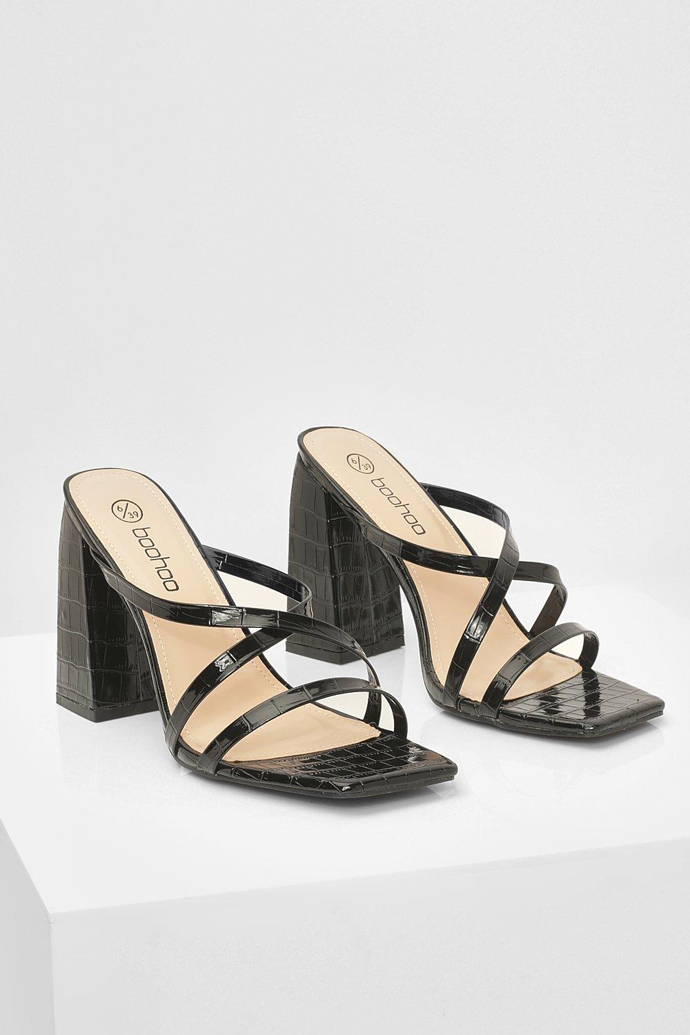 Wide fit black on sale block heel sandals uk