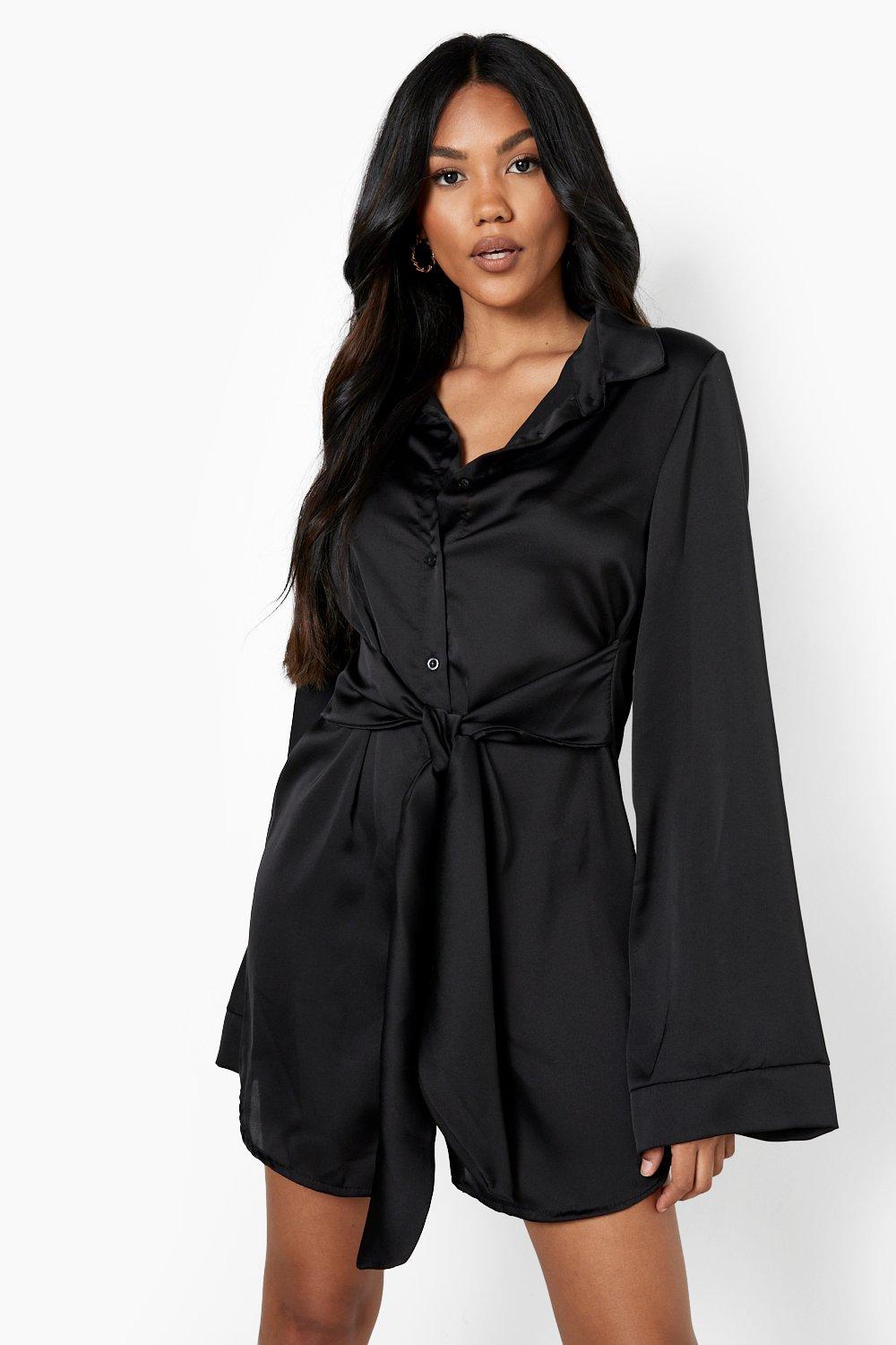 Black belted hot sale mini dress