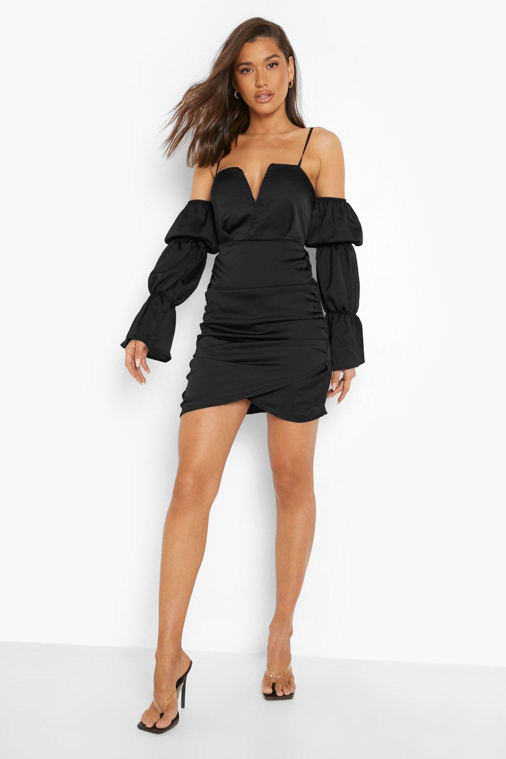 Off the shoulder wrap mini dress sale