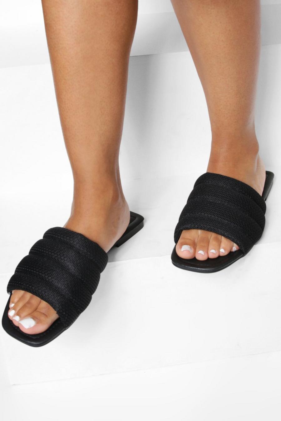 Black Padded Chunky Flat Sandal image number 1
