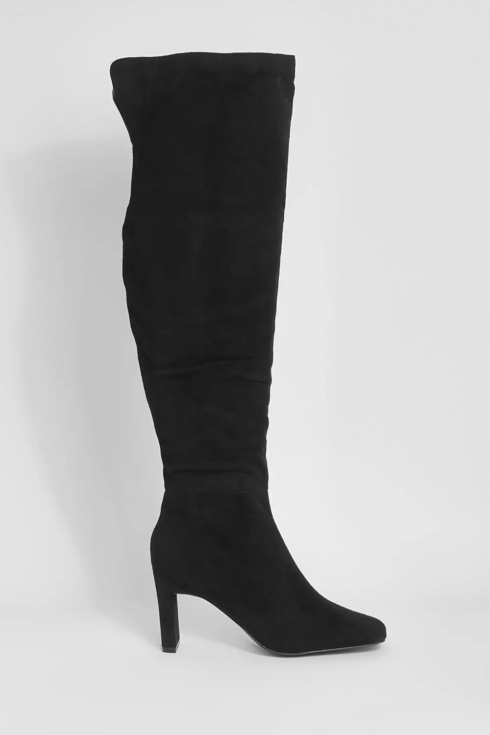 Black Square Toe Thigh High Boots alternative image