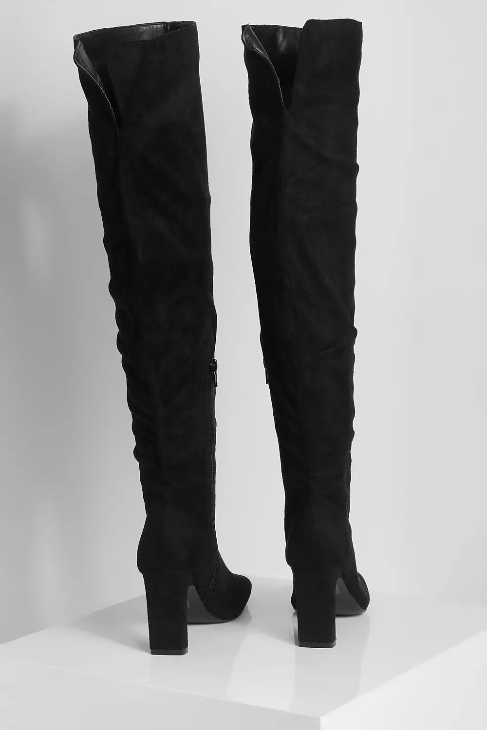 Black Square Toe Thigh High Boots alternative image