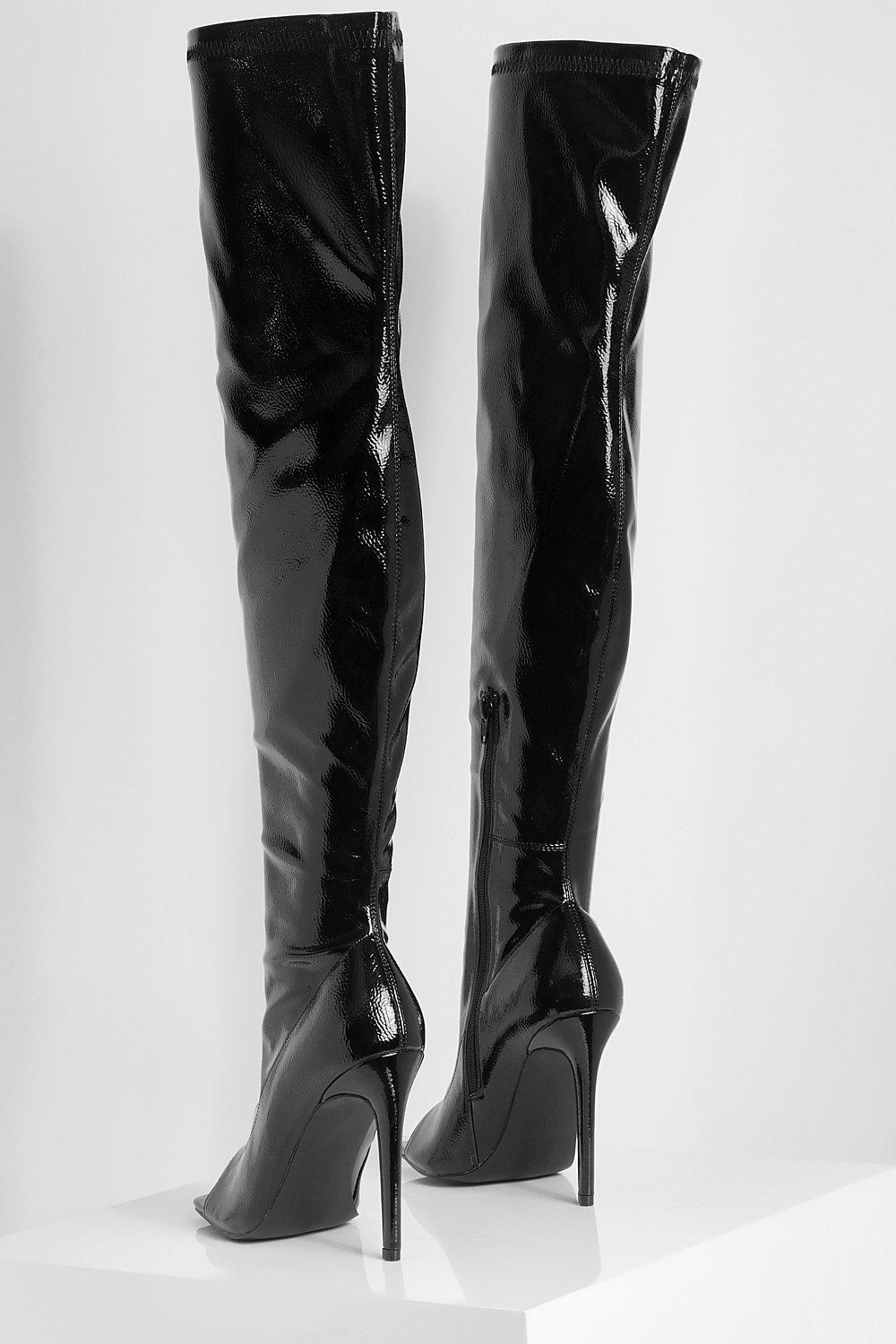 Black open toe over the knee boots sale